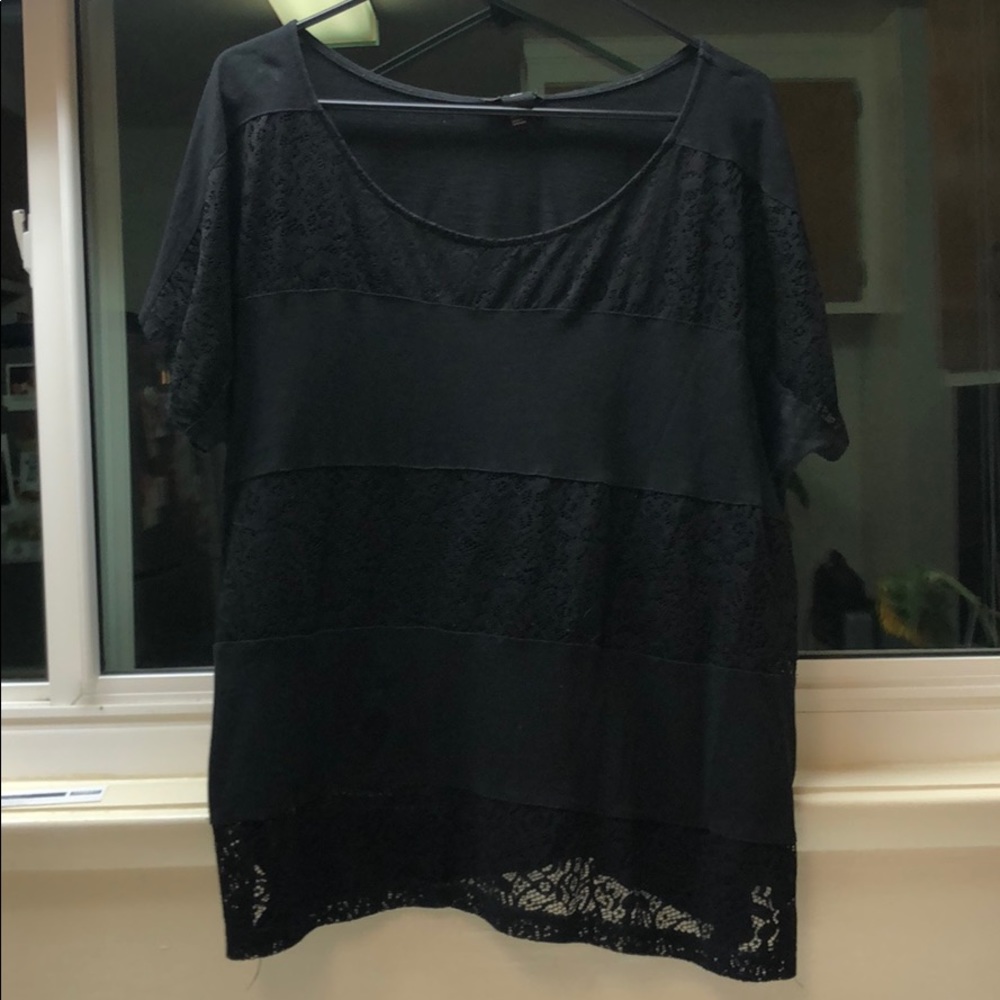Black H&M Tee with lace sections.